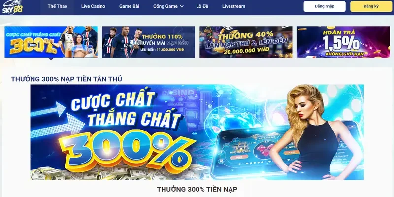 Chương trình khuyến mãi và thưởng thêm tại Sky88
